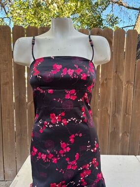Y2K Vintage Rampage Black Floral midi dress size 3 made in USA.